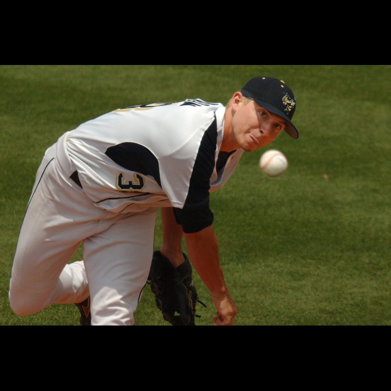 Brad Rulon pitching during play at the Russ Chandler Stadium in Atlanta, Georgia, June 9, 2006.