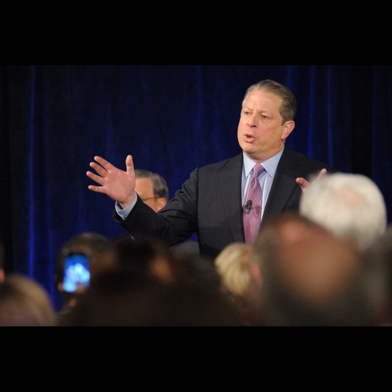 Former Vice President Al Gore lends star power to U.S. Senate candidate Jim Martin Sunday, Nov. 23, at the Mason Murer Gallery in Atlanta.