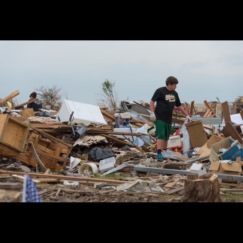 On the afternoon of May 20, 2013, a large and extremely violent EF5 tornado-ravaged Moore, Oklahoma, and adjacent areas, with peak winds estimated at 210 mph (340 km/h), killing 24 people (plus two indirect fatalities) and injuring 212 others.