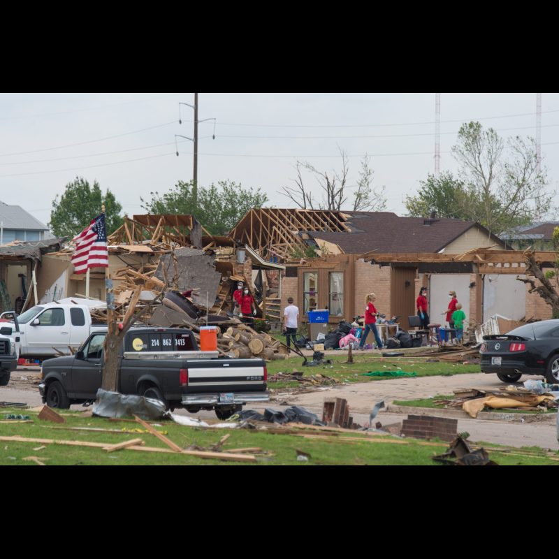 On the afternoon of May 20, 2013, a large and extremely violent EF5 tornado-ravaged Moore, Oklahoma, and adjacent areas, with peak winds estimated at 210 mph (340 km/h), killing 24 people (plus two indirect fatalities) and injuring 212 others.