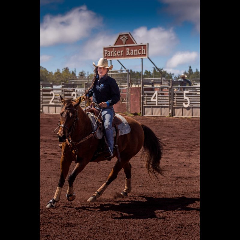 WAIMEA, Hawaii A young rider competes in the Girls Cutting event during the Hawaii High School State Finals Rodeo at Parker Ranch on the Big Island. The rodeo showcases the skills and traditions of Hawaiis next generation of paniolo (cowboys and cowgirls).