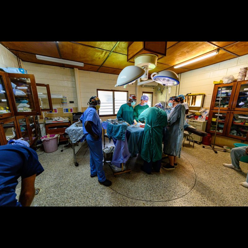 Surgeons are doing a bone graft of the lower part of the leg for a little boy to hopefully help him keep his leg at the Hôpital Baptiste Biblique located in Tsiko, Togo, West Africa.