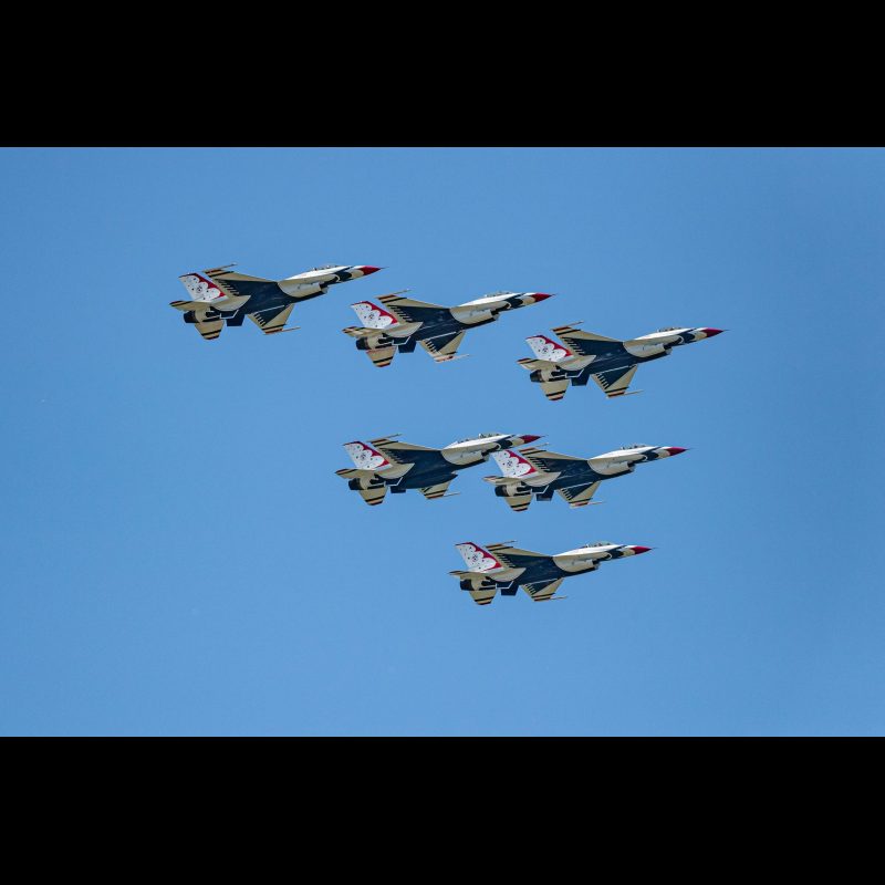 The Navy’s Blue Angels and the Air Force’s Thunderbirds
The joint effort from the Navy and the Air Force is part of multiple flyovers across the nation called America Strong — a “collaborative salute” to honor healthcare workers, first responders, and other essential workers as they combat COVID-19.