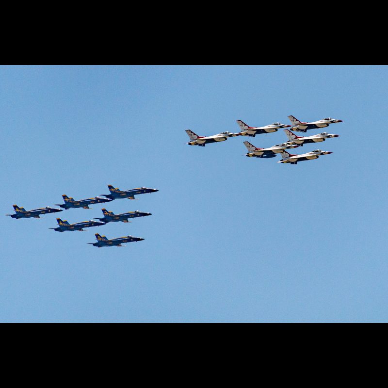 The Navy’s Blue Angels and the Air Force’s Thunderbirds
The joint effort from the Navy and the Air Force is part of multiple flyovers across the nation called America Strong — a “collaborative salute” to honor healthcare workers, first responders, and other essential workers as they combat COVID-19.
The flyover mission will finish off in Atlanta starting at 1:35 p.m. ET and last about 25 minutes.
