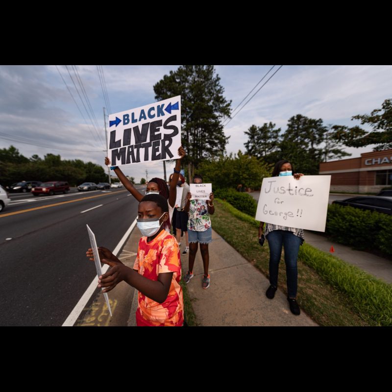 East Roswell Peaceful Protest at the corner of Old Alabama Road and Holcomb Bridge Road on June 3, 2020